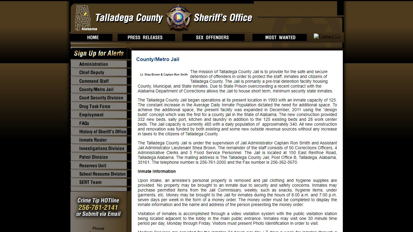 County/Metro Jail - Talladega County Sheriff AL - TALLADEGASHERIFF.ORG